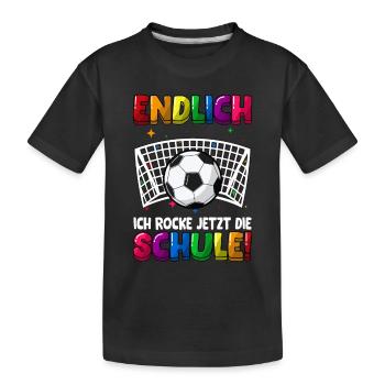 Endlich jetzt rocke ich die Schule Einschulung - Kinder Premium Bio T-Shirt - Schwarz - Vorne