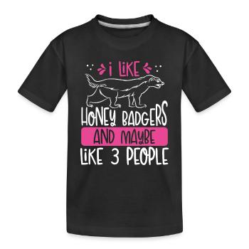 J’aime les blaireaux à miel et peut-être - T-shirt bio Premium Enfant - noir - Devant