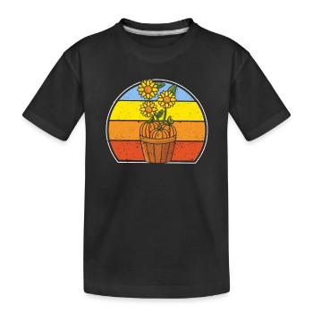 Herbst Thanksgiving Kürbis Sonnenblume Herbst - Kinder Premium Bio T-Shirt - Schwarz - Vorne
