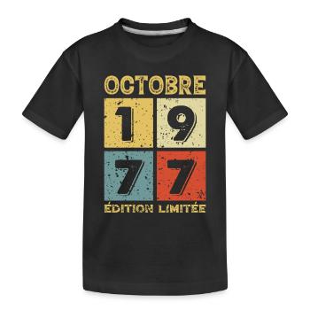 Anniversaire Vintage Idée Cadeau Octobre 1977 - T-shirt bio Premium Enfant - noir - Devant