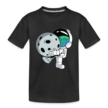 Astronaut wears planets - Kids' Premium Organic T-Shirt - black - Front