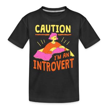 Attention Je suis un introverti timide - T-shirt bio Premium Enfant - noir - Devant