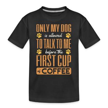 Café et CHIENS, Propriétaire de chien, Accro au café - T-shirt bio Premium Enfant - noir - Devant