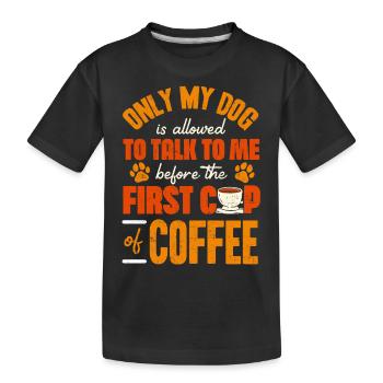 Café et CHIENS, Propriétaire de chien, Accro au café - T-shirt bio Premium Enfant - noir - Devant