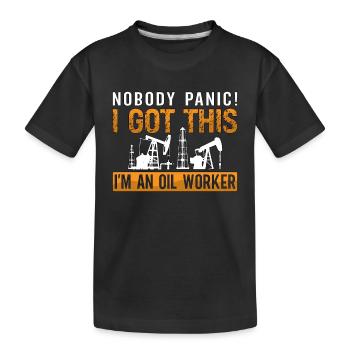 Ölfeldarbeiter Niemand Panik Ich Habe Bohrinsel - Kinder Premium Bio T-Shirt - Schwarz - Vorne