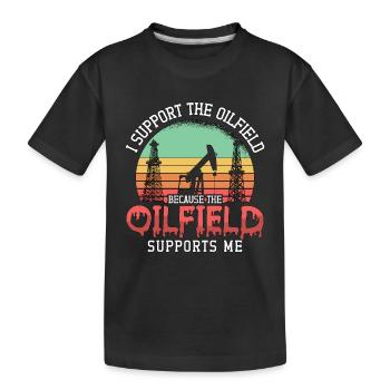 Ölfeldarbeiter Ich Unterstütze Ölfeldanlage Retro - Kinder Premium Bio T-Shirt - Schwarz - Vorne