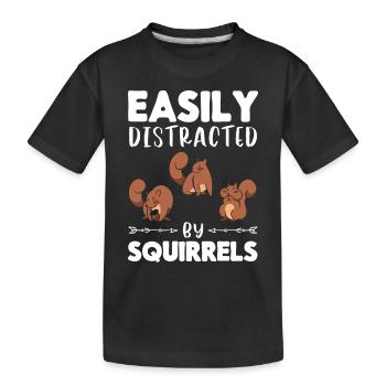 Cute squirrel lover — easy from - Kids' Premium Organic T-Shirt - black - Front
