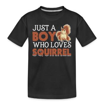 Squirrel Lover Squirrel - Just a boy who - Kids' Premium Organic T-Shirt - black - Front