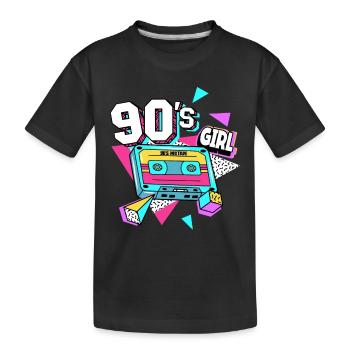 90s 90s Girl - Kids' Premium Organic T-Shirt - black - Front
