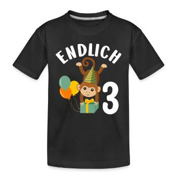 3. Geburtstag 3 Jahre Affen Motiv Jungen Geschenk - Kinder Premium Bio T-Shirt - Schwarz - Vorne