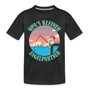 Opas kleiner Angelpartner - Kinder Premium Bio T-Shirt - Schwarz - Vorne