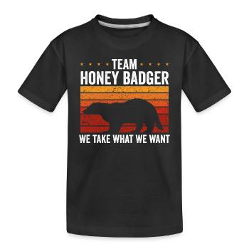 Team Honigdachs Retro - Kinder Premium Bio T-Shirt - Schwarz - Vorne