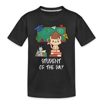 Student Of The Day Cat - Kids' Premium Organic T-Shirt - black - Front