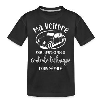 ma voiture contrôle technique nous sépare humour - T-shirt bio Premium Enfant - noir - Devant