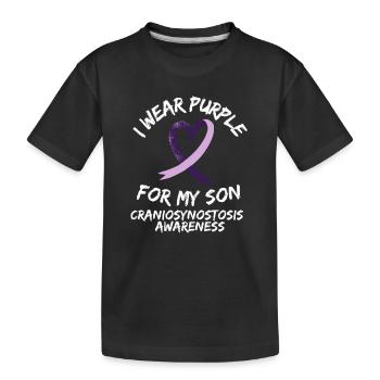 Craniosynostosis Awareness Purple Ribbon Support - Kids' Premium Organic T-Shirt - black - Front