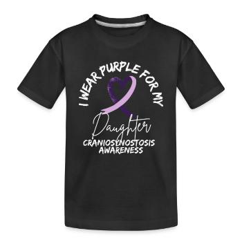 Craniosynostosis Awareness Purple Ribbon Support - Kids' Premium Organic T-Shirt - black - Front