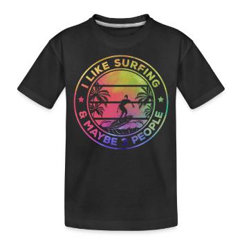 Surf J’aime le surf et peut-être 3 personnes - - T-shirt bio Premium Enfant - noir - Devant
