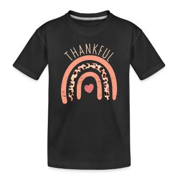 Dankbares Regenbogenherz Thanksgiving Dinner - Kinder Premium Bio T-Shirt - Schwarz - Vorne