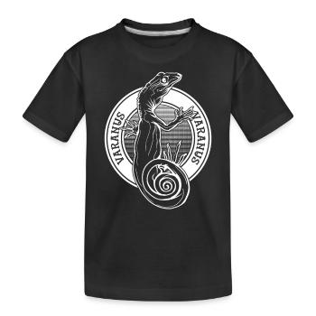 Monitor Eidechse Tattoo Stil Reptilienhalter Varanus - Kinder Premium Bio T-Shirt - Schwarz - Vorne