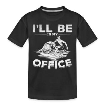 Surfing I will be in my office surfboard - Kids' Premium Organic T-Shirt - black - Front