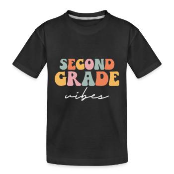 Zurück zur Schule Zweite Klasse Vibes Retro Lehrer - Kinder Premium Bio T-Shirt - Schwarz - Vorne