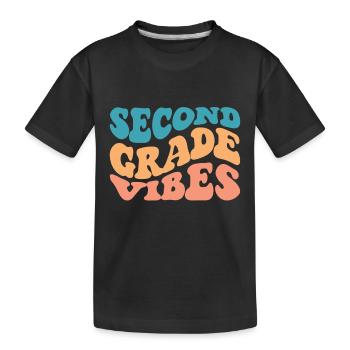 Zurück zur Schule Zweite Klasse Vibes Retro Lehrer - Kinder Premium Bio T-Shirt - Schwarz - Vorne