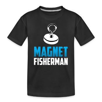 Magnetfischer Magnetfischen Magnet - Kinder Premium Bio T-Shirt - Schwarz - Vorne