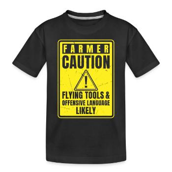 Caution Farmer Flying Tools And Offensive Language - Kinder Premium Bio T-Shirt - Schwarz - Vorne