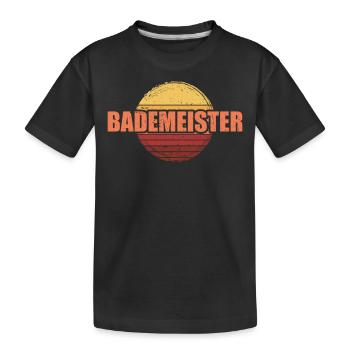Bademeister Rettungsschwimmer Schwimmmeister Retro - Kinder Premium Bio T-Shirt - Schwarz - Vorne
