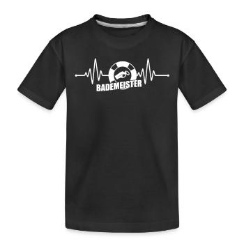 Bademeister Rettungsschwimmer Herzschlag - Kinder Premium Bio T-Shirt - Schwarz - Vorne