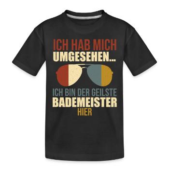 Bademeister Rettungsschwimmer Schwimmmeister - Kinder Premium Bio T-Shirt - Schwarz - Vorne