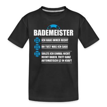 Bademeister Rettungsschwimmer Schwimmmeister - Kinder Premium Bio T-Shirt - Schwarz - Vorne