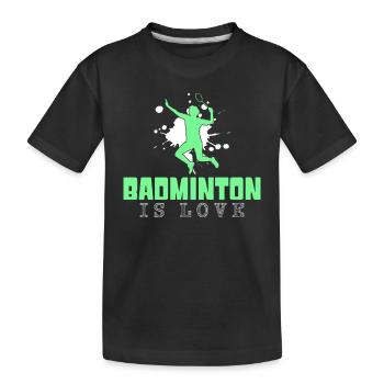 Badminton - Kinder Premium Bio T-Shirt - Schwarz - Vorne