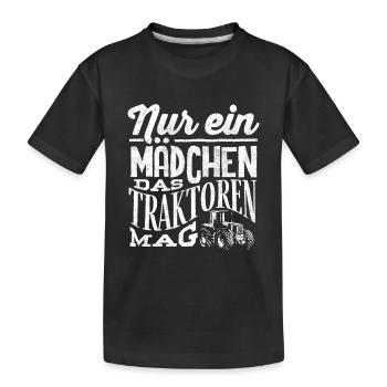 Just a girl what tractors like, farmer - Kids' Premium Organic T-Shirt - black - Front