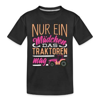 Just a girl what tractors like, farmer - Kids' Premium Organic T-Shirt - black - Front