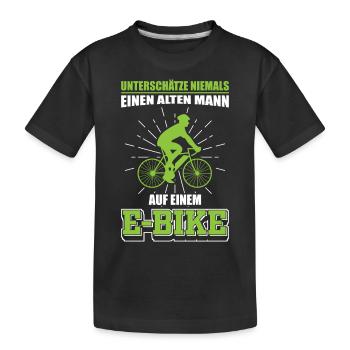 E Bikes | Altes Männer E-Bike Geschenk - Kinder Premium Bio T-Shirt - Schwarz - Vorne