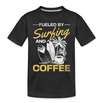 Surfing in the water, driven by surfing and - Kids' Premium Organic T-Shirt - black - Front