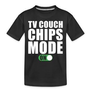 Tv Couch Chips Modus Ein - Kinder Premium Bio T-Shirt - Schwarz - Vorne