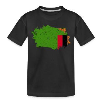 Sambia Flagge Grunge Sambia Fahne - Kinder Premium Bio T-Shirt - Schwarz - Vorne
