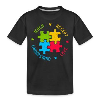 Autism Struggle Education Autistic Autistic Puzzle - Kids' Premium Organic T-Shirt - black - Front