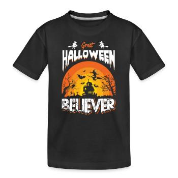 Happy Halloween Party Hexe Fledermaus Grusel Spuk - Kinder Premium Bio T-Shirt - Schwarz - Vorne