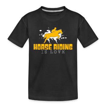 Pferde reiten Spruch - Kinder Premium Bio T-Shirt - Schwarz - Vorne