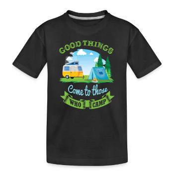 Camping Campingplatz zelten Zelt Wohnwagen glampin - Kinder Premium Bio T-Shirt - Schwarz - Vorne
