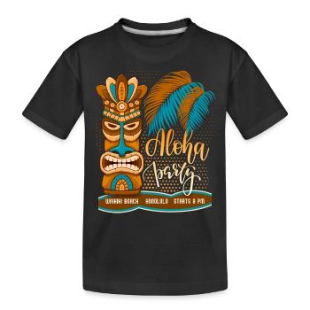 Hawaï, fête sur la plage, Honolulu avec masque tiki - T-shirt bio Premium Enfant - noir - Devant