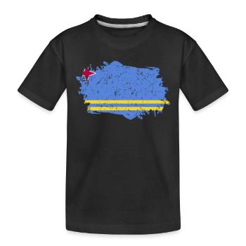 Aruba Flagge Grunge Aruba Fahne - Kinder Premium Bio T-Shirt - Schwarz - Vorne