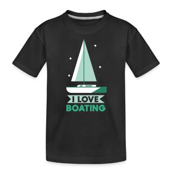 Ich Liebe Bootfahren Segelboot Schiff Boot Yacht - Kinder Premium Bio T-Shirt - Schwarz - Vorne