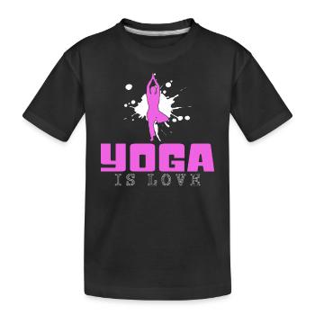 Yoga - Kids' Premium Organic T-Shirt - black - Front