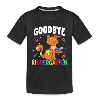 Goodbye Kindergarten Katze Einschulung Schule - Kinder Premium Bio T-Shirt - Schwarz - Vorne
