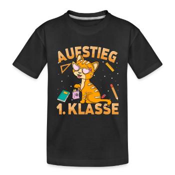 Aufstieg 1. Klasse Kätzchen - Kinder Premium Bio T-Shirt - Schwarz - Vorne