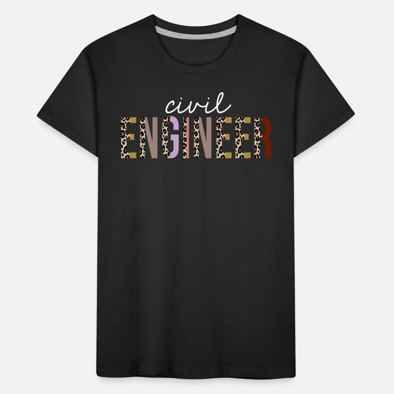 Civil Engineer Leopard Print Funny Gift Kids' Premium Organic T-Shirt